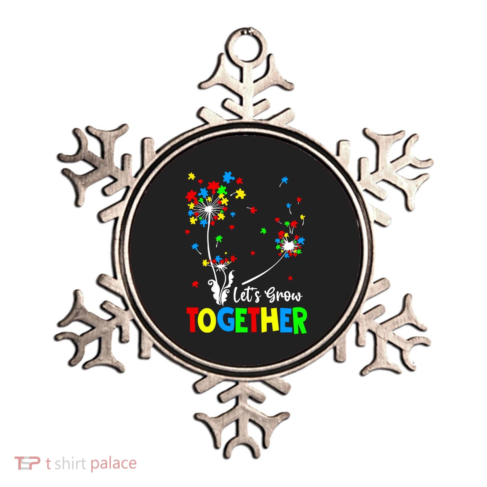 Let's Grow Together Puzzle Flowers Autism Support Cute Gift Ornament