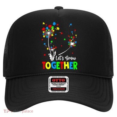 Let's Grow Together Puzzle Flowers Autism Support Cute Gift Hat