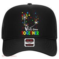 Let's Grow Together Puzzle Flowers Autism Support Cute Gift Hat thumb 0