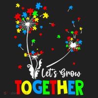 Let's Grow Together Puzzle Flowers Autism Support Cute Gift Hat thumb 2