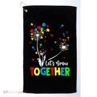 Let's Grow Together Puzzle Flowers Autism Support Cute Gift Golf Towel thumb 0