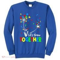 Let's Grow Together Puzzle Flowers Autism Support Cute Gift Sweatshirt thumb 0