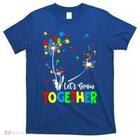 Let's Grow Together Puzzle Flowers Autism Support Cute Gift T-Shirt thumb 0