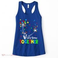 Let's Grow Together Puzzle Flowers Autism Support Cute Gift Women's Tank Top thumb 0