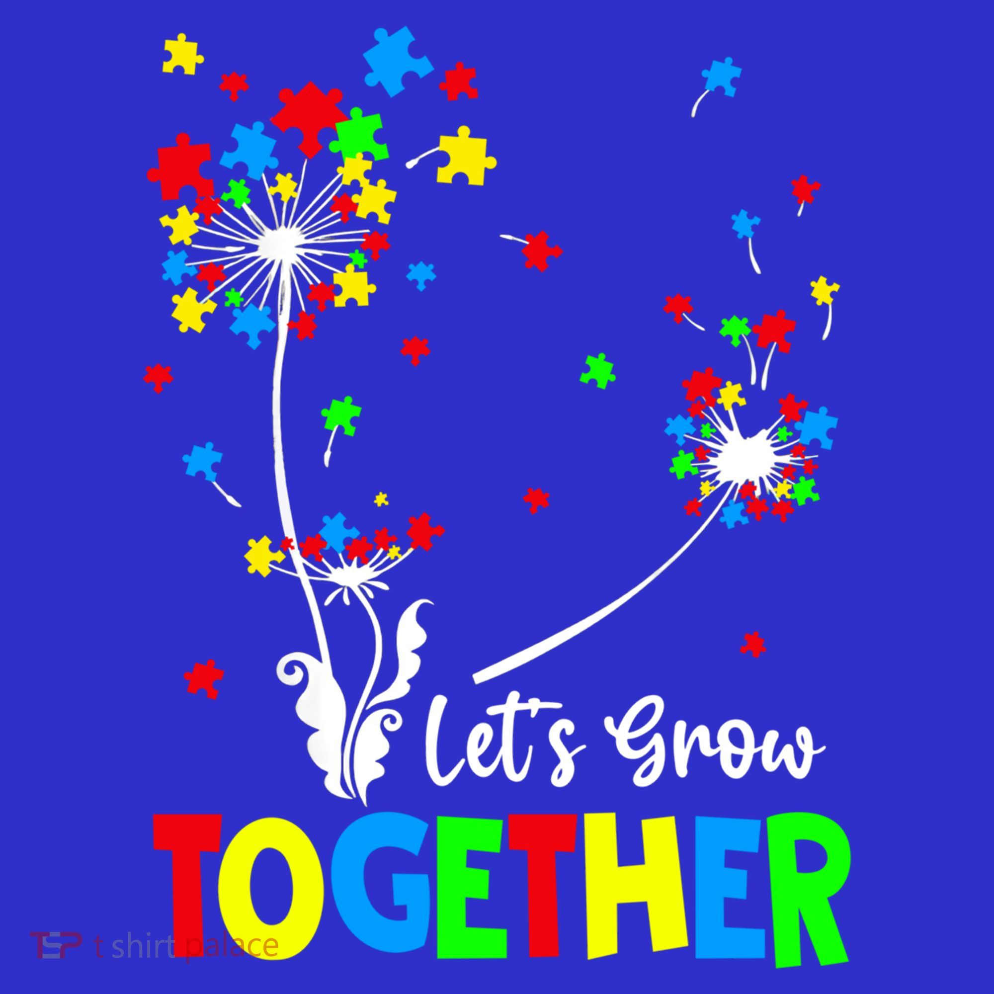 Let's Grow Together Puzzle Flowers Autism Support Cute Gift Women's Tank Top
