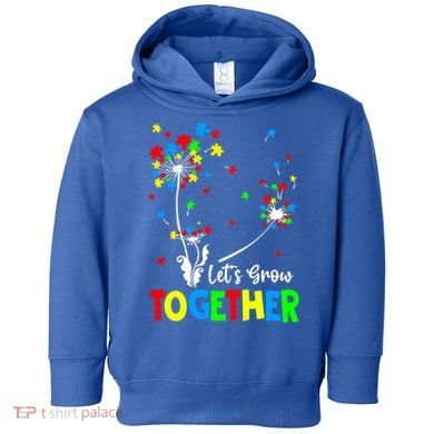 Let's Grow Together Puzzle Flowers Autism Support Cute Gift Toddler Hoodie