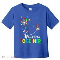 Let's Grow Together Puzzle Flowers Autism Support Cute Gift Toddler T-Shirt thumb 0