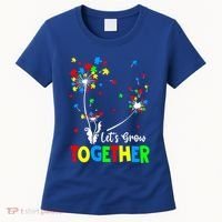 Let's Grow Together Puzzle Flowers Autism Support Cute Gift Women's T-Shirt thumb 0
