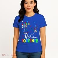 Let's Grow Together Puzzle Flowers Autism Support Cute Gift Women's T-Shirt thumb 4