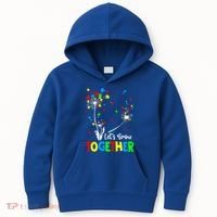 Let's Grow Together Puzzle Flowers Autism Support Cute Gift Kids Hoodie thumb 0