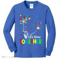 Let's Grow Together Puzzle Flowers Autism Support Cute Gift Kids Long Sleeve Shirt thumb 0
