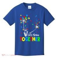 Let's Grow Together Puzzle Flowers Autism Support Cute Gift Kids T-Shirt thumb 0