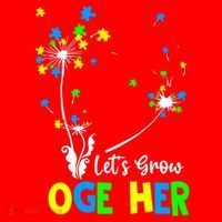 Let's Grow Together Puzzle Flowers Autism Support Cute Gift Santa Hat thumb 1