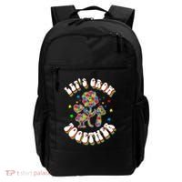 Let's Grow Together Puzzle Flowers Autism Support Great Gift Backpack thumb 0