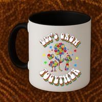 Let's Grow Together Puzzle Flowers Autism Support Great Gift Coffee Mug thumb 2