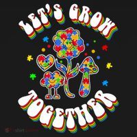 Let's Grow Together Puzzle Flowers Autism Support Great Gift Women's Hoodie thumb 2