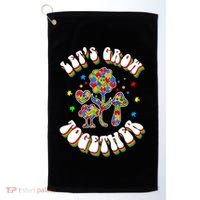 Let's Grow Together Puzzle Flowers Autism Support Great Gift Golf Towel thumb 0