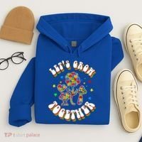 Let's Grow Together Puzzle Flowers Autism Support Great Gift Hoodie thumb 4