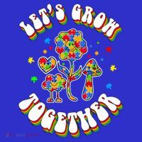 Let's Grow Together Puzzle Flowers Autism Support Great Gift Apron thumb 3