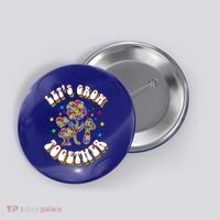 Let's Grow Together Puzzle Flowers Autism Support Great Gift Button thumb 0