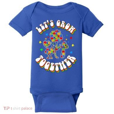 Let's Grow Together Puzzle Flowers Autism Support Great Gift Baby Bodysuit