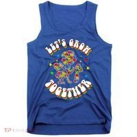 Let's Grow Together Puzzle Flowers Autism Support Great Gift Tank Top thumb 0