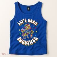 Let's Grow Together Puzzle Flowers Autism Support Great Gift Tank Top thumb 2