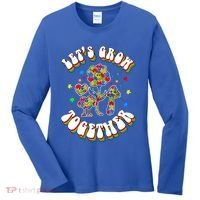 Let's Grow Together Puzzle Flowers Autism Support Great Gift Women's Long Sleeve Shirt thumb 0