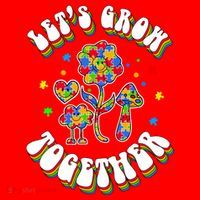 Let's Grow Together Puzzle Flowers Autism Support Great Gift Santa Hat thumb 1