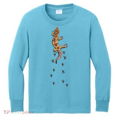 Leopard Gecko Tracks Lizard Lover Gift Meaningful Gift Kids Long Sleeve Shirt