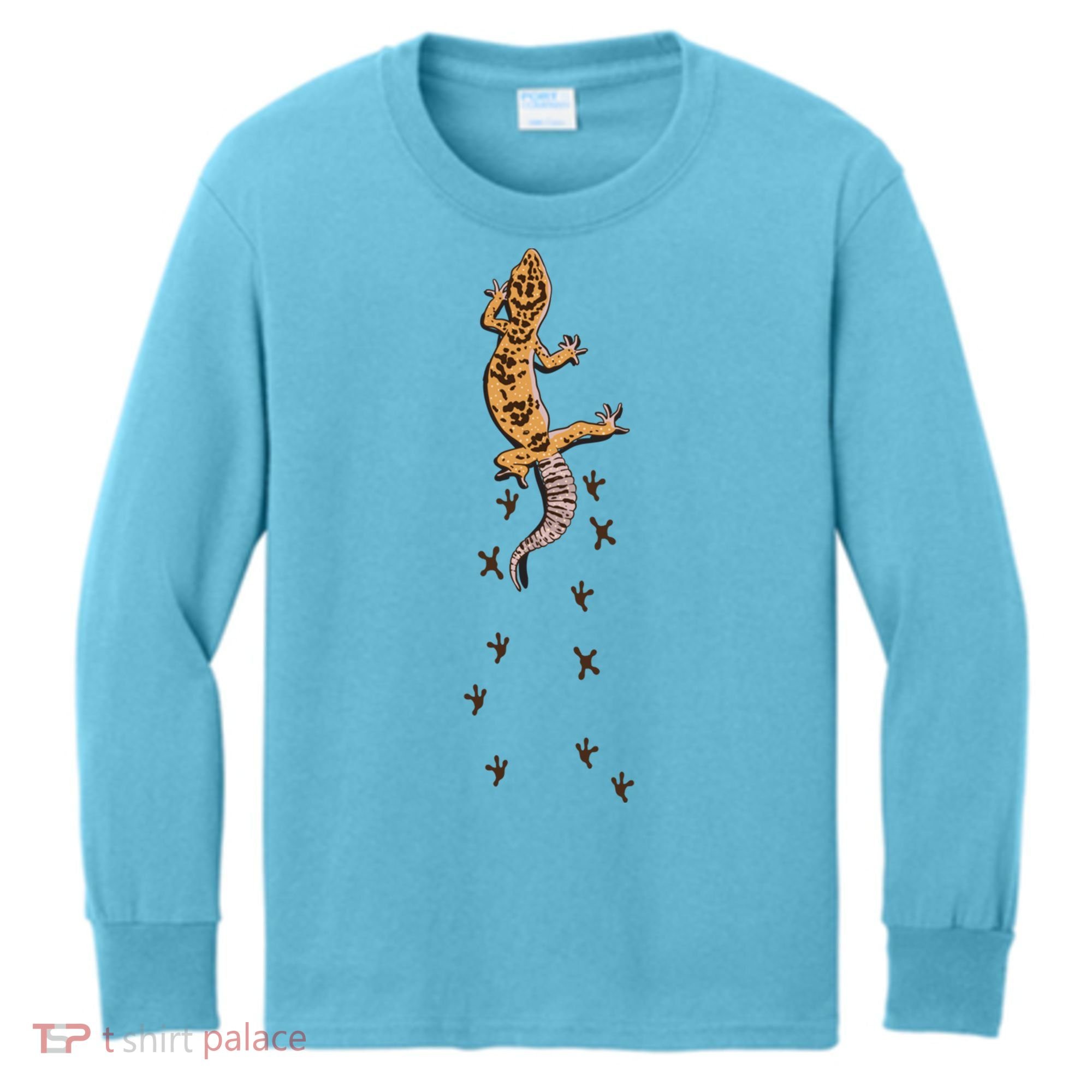 Leopard Gecko Tracks Lizard Lover Gift Meaningful Gift Kids Long Sleeve Shirt