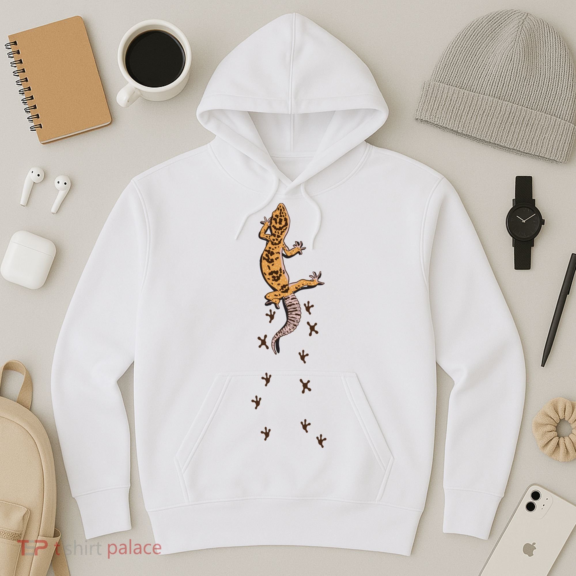 Leopard Gecko Tracks Lizard Lover Gift Meaningful Gift Hoodie