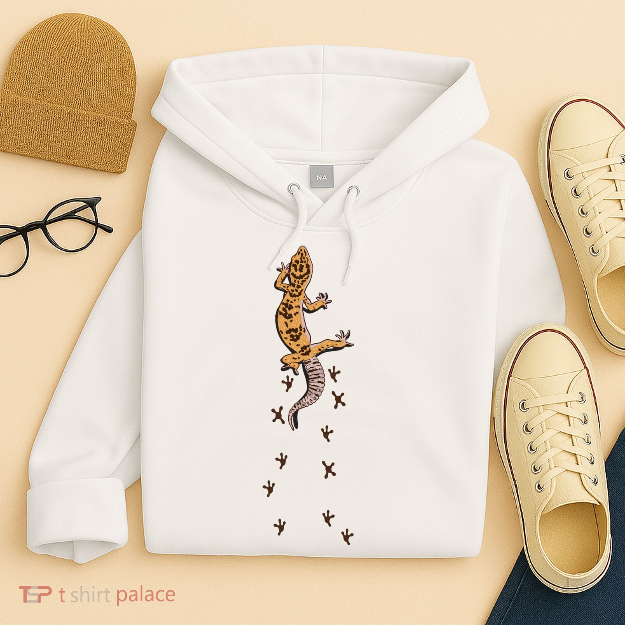 Leopard Gecko Tracks Lizard Lover Gift Meaningful Gift Hoodie