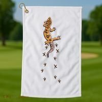 Leopard Gecko Tracks Lizard Lover Gift Meaningful Gift Golf Towel thumb 1