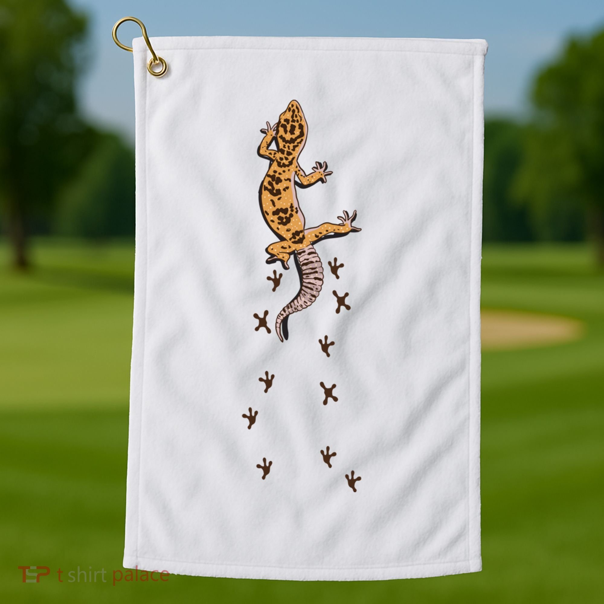 Leopard Gecko Tracks Lizard Lover Gift Meaningful Gift Golf Towel