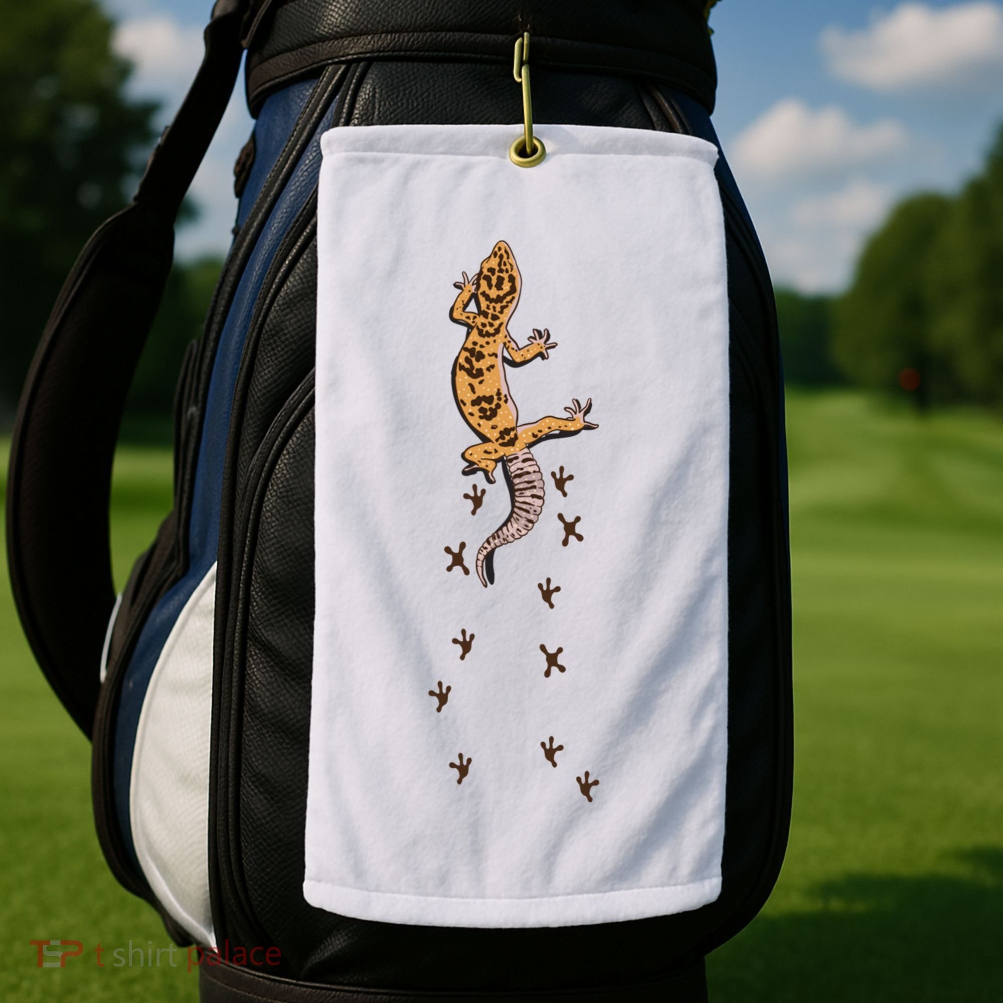 Leopard Gecko Tracks Lizard Lover Gift Meaningful Gift Golf Towel