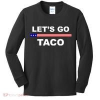 Let's Go Taco Funny Trump Always Chickens Out Kids Long Sleeve Shirt thumb 0
