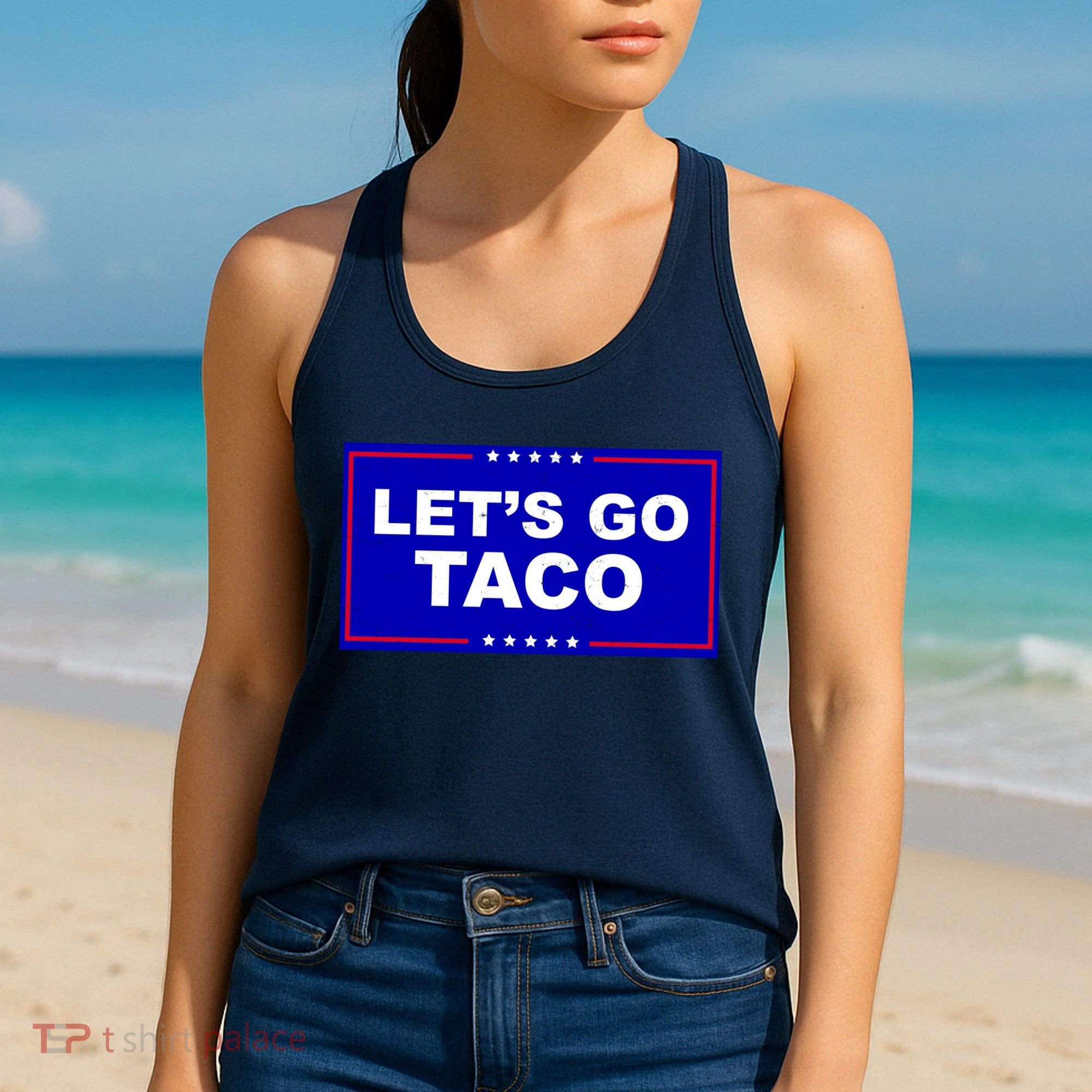 Let's Go Taco Trump Distressed Women's Tank Top