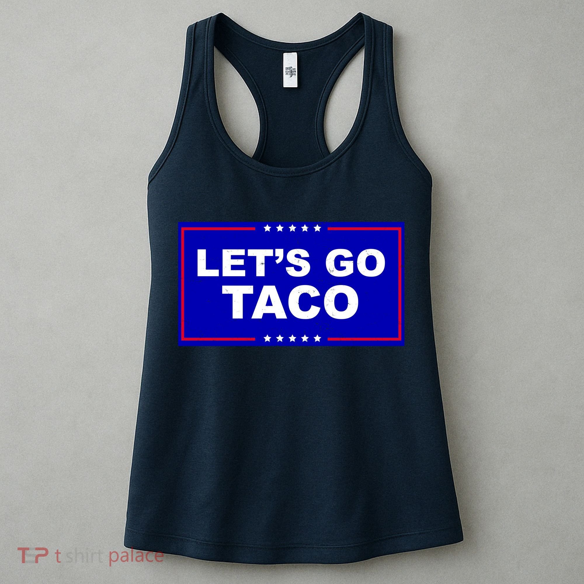 Let's Go Taco Trump Distressed Women's Tank Top