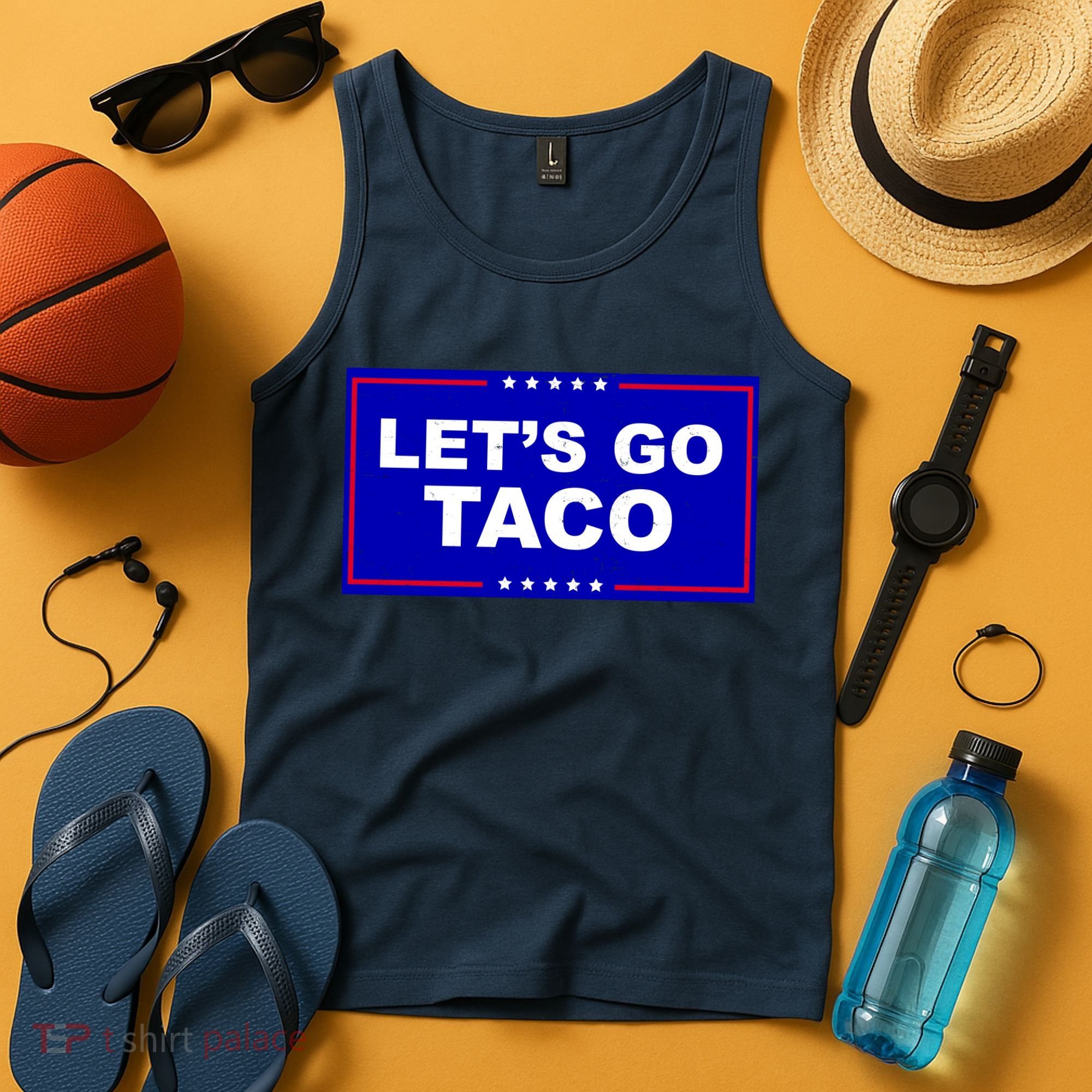 Let's Go Taco Trump Distressed Tank Top