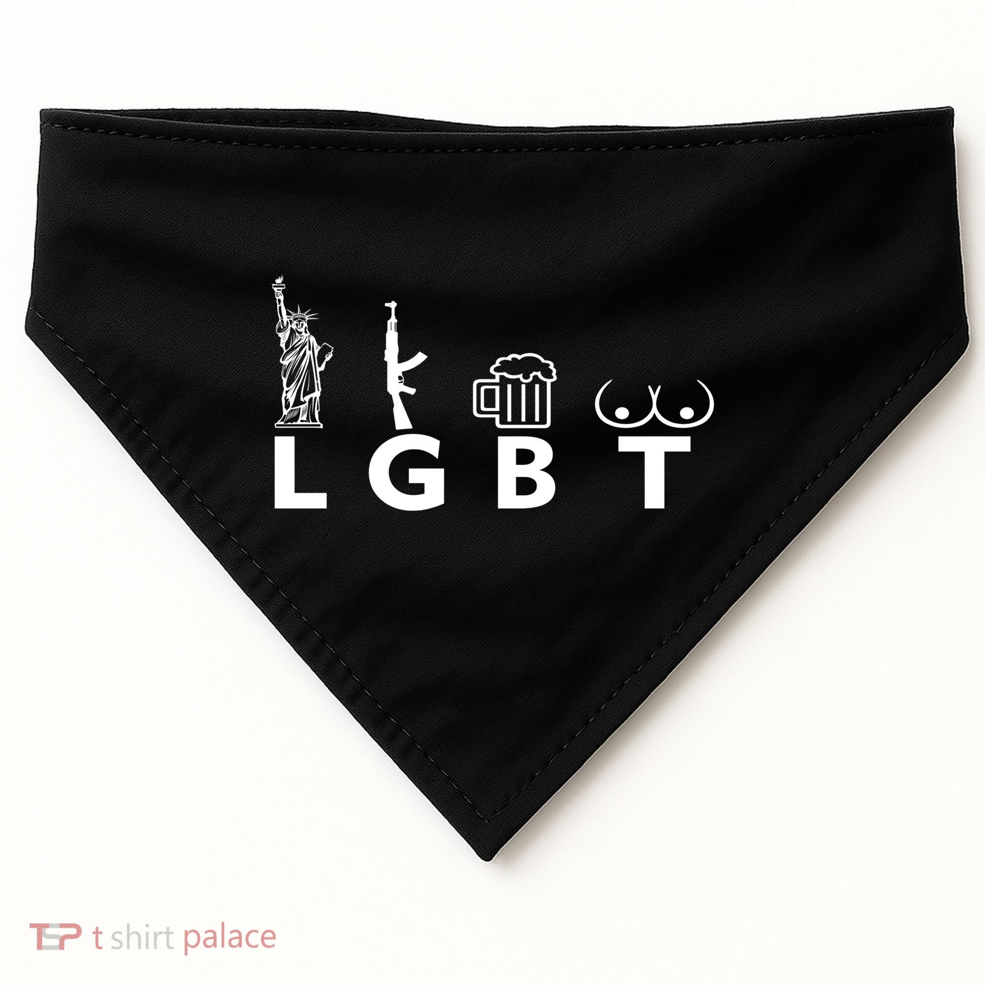 LGTB Lady Liberty Guns Beer Tits Funny USA-Made Doggie Bandana