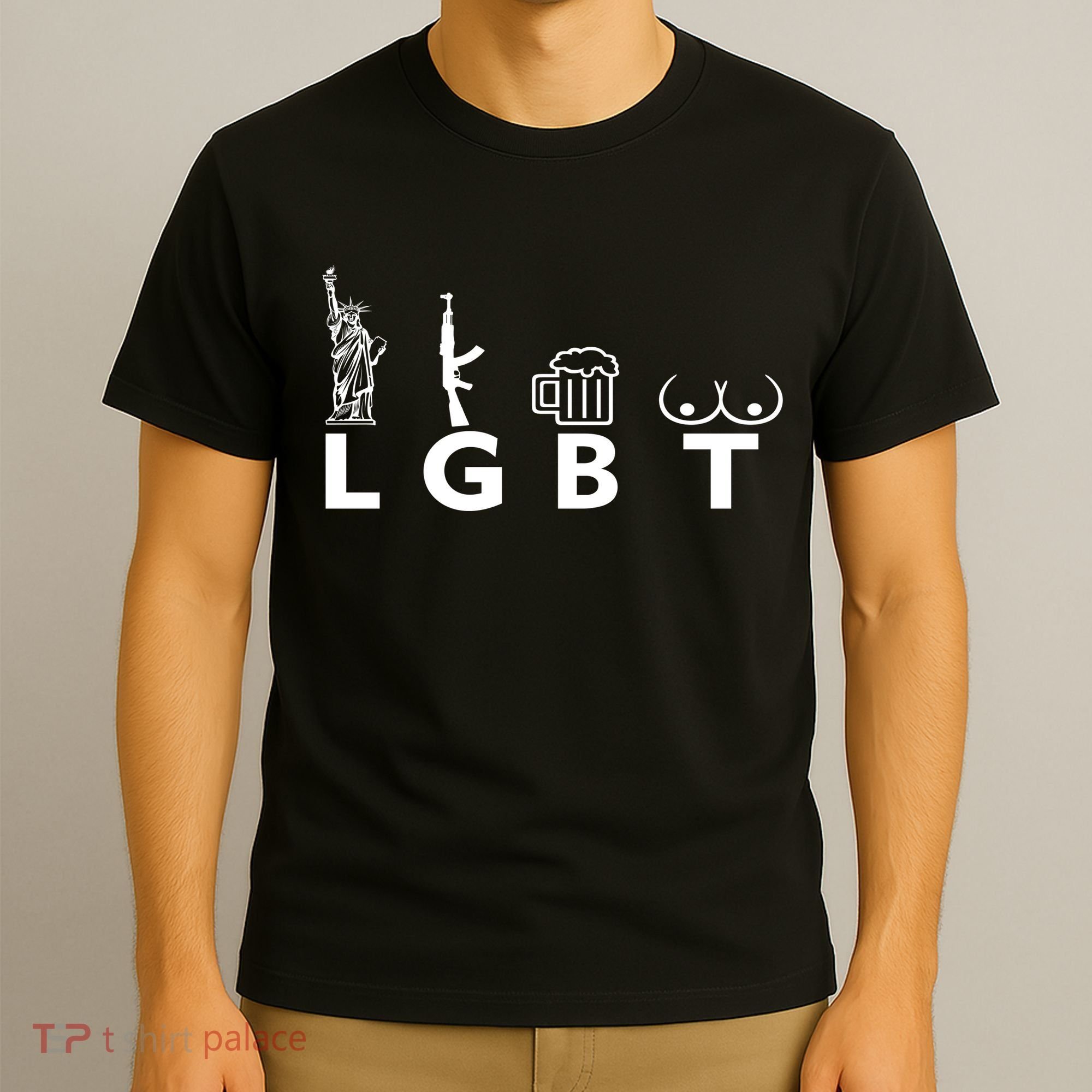 LGTB Lady Liberty Guns Beer Tits Funny T-Shirt