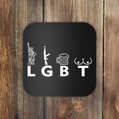 LGTB Lady Liberty Guns Beer Tits Funny Coaster