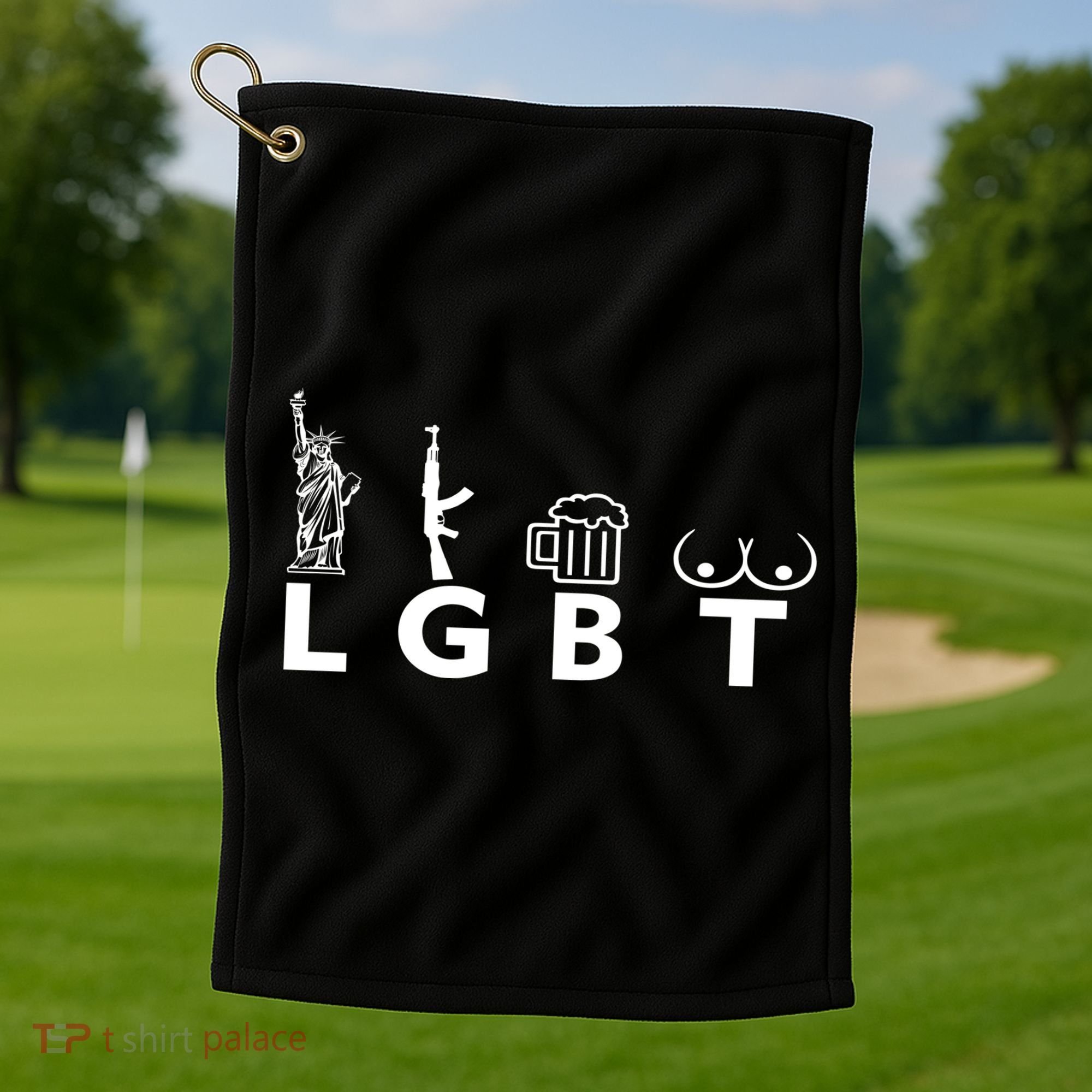 LGTB Lady Liberty Guns Beer Tits Funny Golf Towel