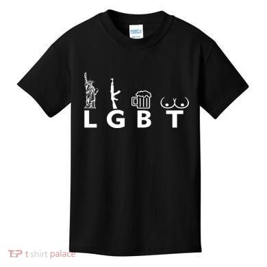 LGTB Lady Liberty Guns Beer Tits Funny Kids T-Shirt
