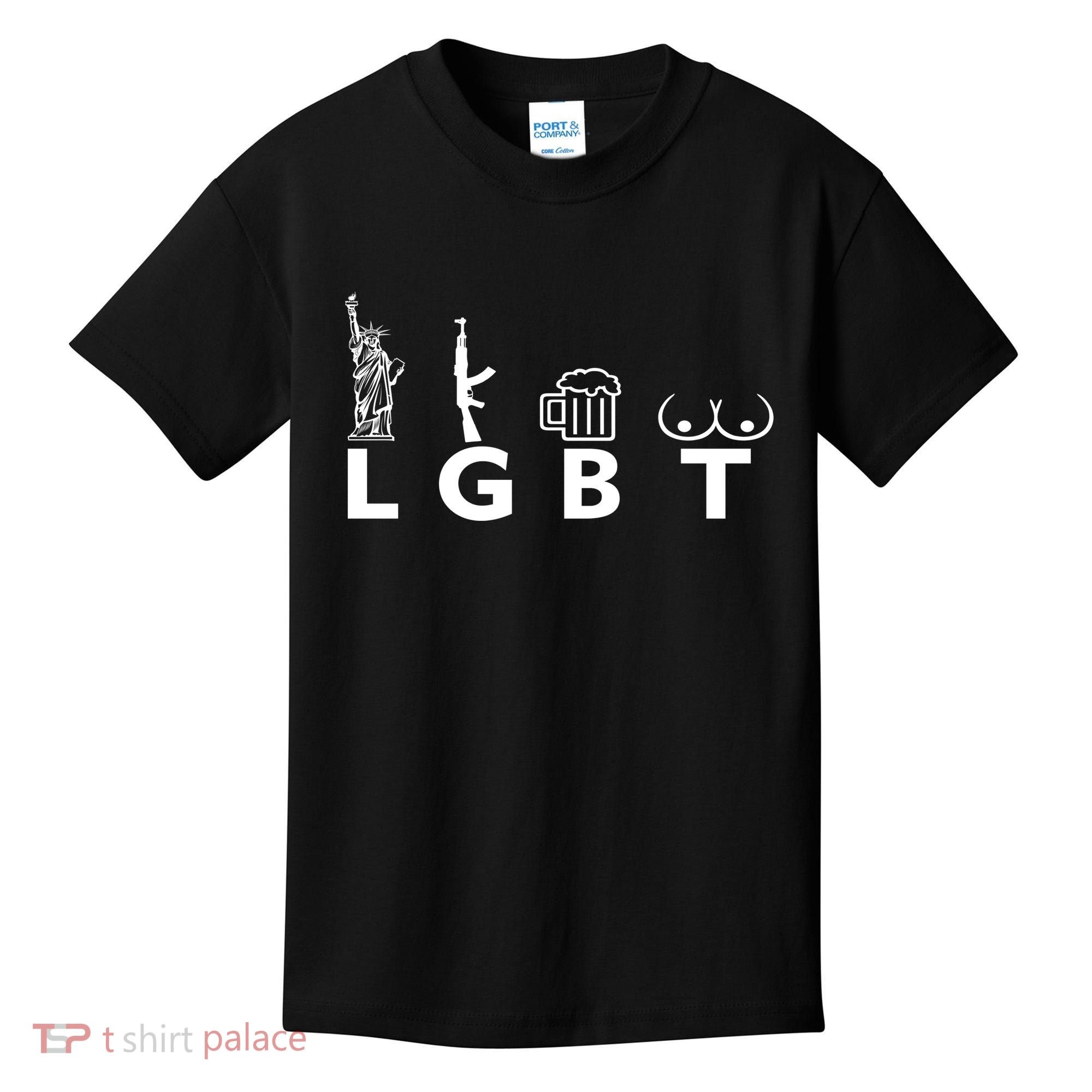 LGTB Lady Liberty Guns Beer Tits Funny Kids T-Shirt