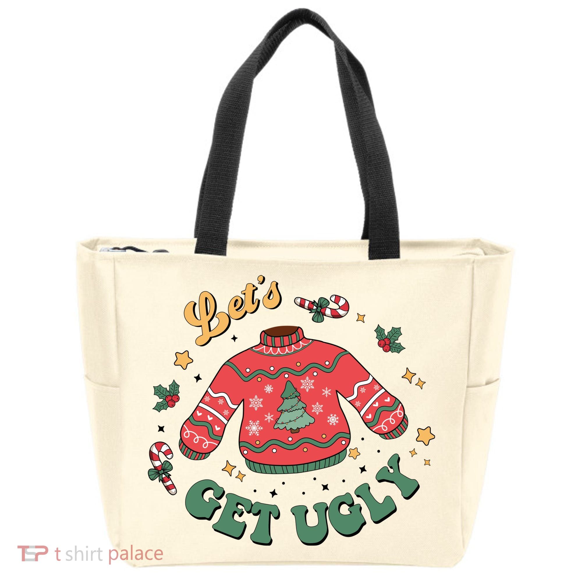 Lets Get Ugly Funny Christmas Tote Bag