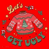 Lets Get Ugly Funny Christmas Santa Hat thumb 1