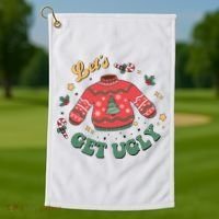 Lets Get Ugly Funny Christmas Golf Towel thumb 1