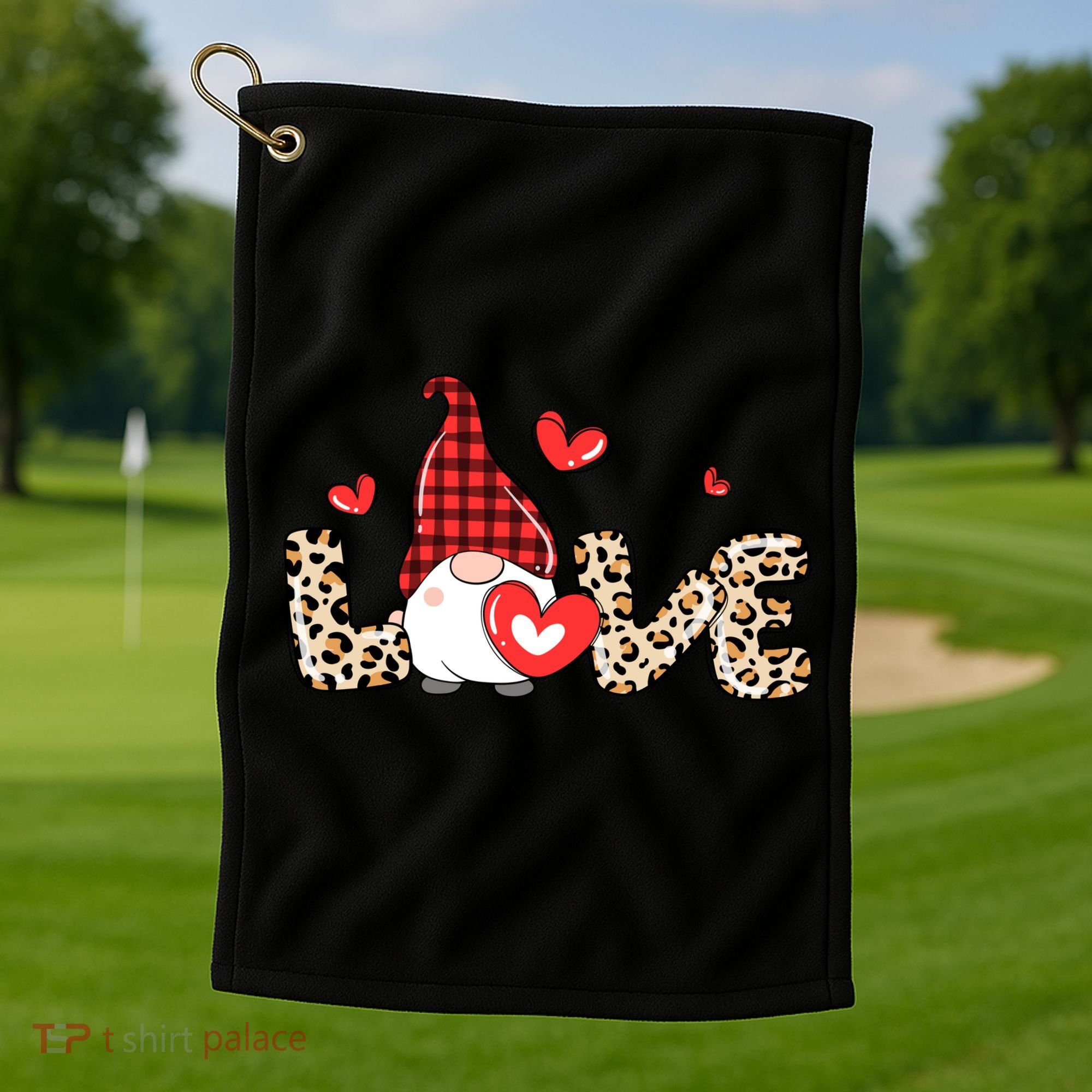 Love Gnome Valentines Day Golf Towel